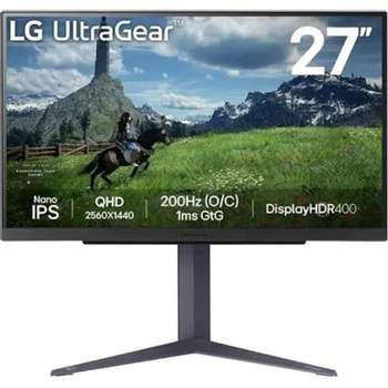 Монитор LG LCD 27" 27GS85Q-B UltraGear черный {IPS 2560x1440 200Hz 1ms 400cd 1000:1 178/178 10bit 2xHDMI DisplayPort USB HAS pivot}[27gs85q-b.aruz]