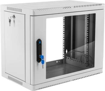 Шкаф, стойка ЦМО Шкаф коммутационный  настенный 9U 600x350мм пер.дв.стекл 200кг серый 300мм 12кг 180град. 479мм IP20 металл