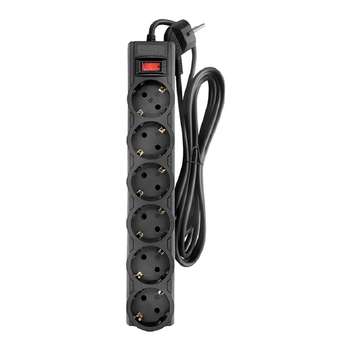 Сетевой фильтр CBR CSF 2606-3.0 Black, 6 евророзеток, длина кабеля 3 метра, цвет чёрный