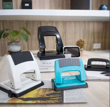 Дырокол KW-TRIO Classic Mini 09065BLUE макс.:10лист. металл синий отв.:2 с линейкой