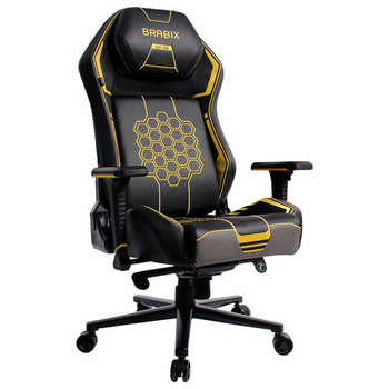 Игровое кресло BRABIX Кресло PREMIUM "Tanos GM-180", мультиблок, 4D подлокотники, литой поролон, черное/желтое, 532953