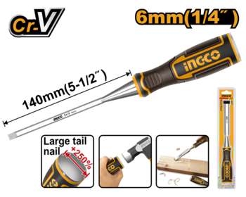 Инструмент INGCO_Handtools Стамеска 6x140 мм, CrV, INGCO HWC0806 INDUSTRIAL HWC0806
