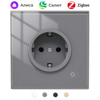 Устройство (умный дом) Moes Розетка Zigbee Smart Wall Socket серый модели ZK-EU ZK-EU16M-GY-MS
