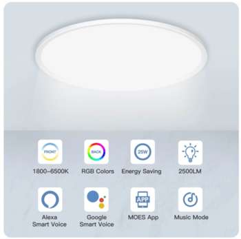 Комплектующие для "Умного дома" Moes Светильник потолочный Wi-Fi Smart Ceiling Light белый модели WCL-TD WCL-TD25-RCW-Y-WH-MS