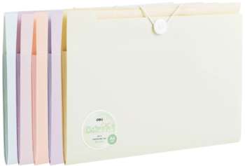 Папки и файлы DELI Папка-портфель Colorful EF615 на резинке 8 отдел. A4 полипропилен ассорти