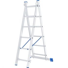 Стремянка СИБРТЕХ Лестница, 2 х 6 ступеней, алюминиевая, двухсекционная, Россия [97906]