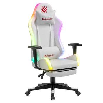 Кресло Игровое Watcher Белый,подсветка,полиуретан DEFENDER