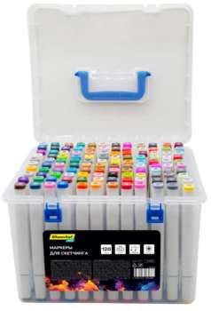 Маркер SILWERHOF Набор маркеров для скетчинга Idea двойной пиш. наконечник 1-7мм 120цв.  пластиковая коробка