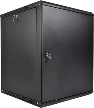 Шкаф, стойка ЦМО Шкаф коммутационный ШРН-Эконом  настенный 18U 600x520мм пер.дв.металл направл.под закл.гайки 75кг черный 470мм 26.82кг 180град. 878мм IP20 сталь