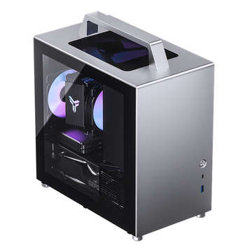 Корпус JONSBO T8 PLUS Silver без БП, боковые панели из закаленного стекла, mini-ITX, серебристый