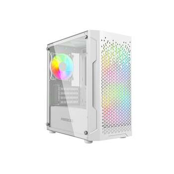 Корпус Powercase Mistral Micro Z3W Mesh LED, Tempered Glass, 2x 140mm + 1х 120mm 5-color fan, белый, mATX