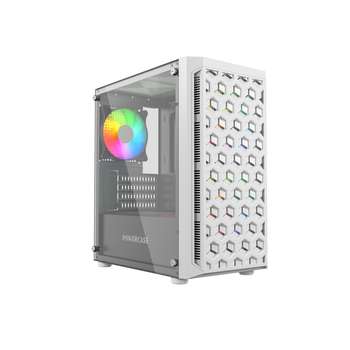 Корпус Powercase Mistral Micro T3W, Tempered Glass, Mesh, 2x 140mm + 1х 120mm 5-color fan, белый, mATX
