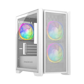 Корпус Powercase Alisio Micro Z3W ARGB, Tempered Glass, 3x 120mm ARGB fan, белый, mATX