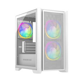 Корпус Powercase Alisio Micro Z3W ARGB, Tempered Glass, 3x 120mm ARGB fan, белый, mATX