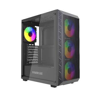 Корпус Powercase Mistral S4B, Tempered Glass, 4x 120mm FRGB Fans, чёрный, ATX