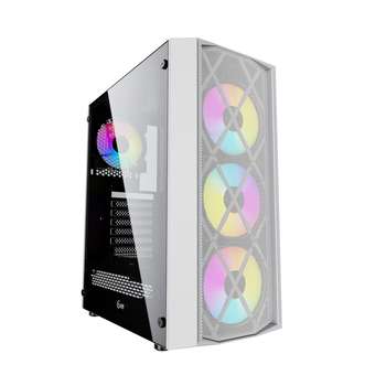 Корпус Powercase Rhombus X4 White, Tempered Glass, Mesh, 4x 120mm 5-color LED fan, белый, ATX