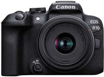 Фотокамера Canon Фотоаппарат EOS R10 черный 24.1Mpix 2.95" 2160p WiFi RF-S 18-45mm f/4.5-6.3 IS STM LP-E17