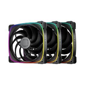 Кулер Geometric Future Комплект вентиляторов  Squama 2503B-14 Triple Pack / 140mm, PWM, 2400 RPM, 91.15 CFM, 34.0 dBA, 5V ARGB, Black / 1F2503B314000