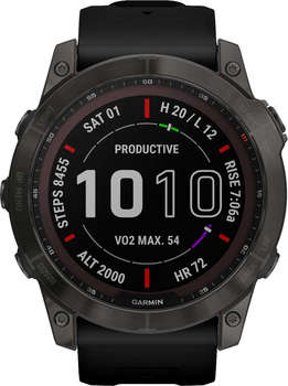 Умные часы, браслет GARMIN Смарт-часы Fenix 7X 1.4" корп.серый рем.черный