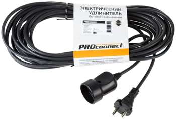 Электрический удлинитель Proconnect Удлинитель силовой PROc-Uc  2x0.75кв.мм 1розет. 10м ПВС 6A без катушки черный