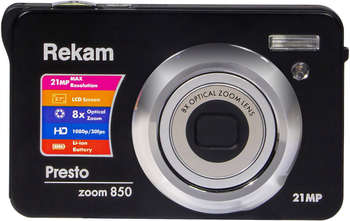 Фотокамера REKAM Фотоаппарат Presto zoom 850 bl черный 21Mpix 2.7" 1080p SDHC/MMC CMOS IS el/Li-Ion