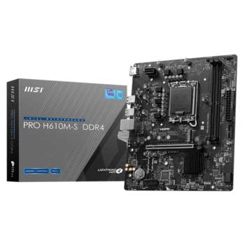 Материнская плата MSI PRO H610M-S DDR4 H610, LGA1700, 2*DDR4, 1*PCIEx16, 1*PCIEx1, 1*M.2, 2*USB3.2Gen1, 4*USB2.0, 2*SATA3.0, 1G, HDMI, M-ATX, RTL
