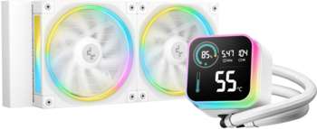 Кулер DEEPCOOL Система водяного охлаждения LQ240 Wh ARGB Soc-AM5/AM4/1200/1700/1851 белый 4-pin 32dB Al LCD 300W 1530gr Ret