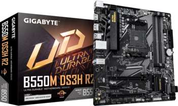 Материнская плата Gigabyte B550M DS3H R2 Soc-AM4 AMD B550 4xDDR4 mATX AC`97 8ch GbLAN RAID+HDMI+DP