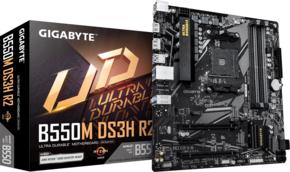 Материнская плата Gigabyte B550M DS3H R2 Soc-AM4 AMD B550 4xDDR4 mATX AC`97 8ch GbLAN RAID+HDMI+DP