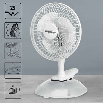 Вентилятор SCARLETT настольный SC-DF111S01 25Вт скоростей:2 белый