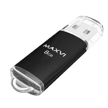 Flash-носитель Maxvi USB Drive 8GB MP black, монолит с колпачком, металл + ABS пластик, USB 2.0 FD8GBUSB20C10MP