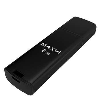 Flash-носитель Maxvi USB Drive 8GB MP2 black, монолит с колпачком, ABS пластик + металл, USB 2.0 FD8GBUSB20C10MP2