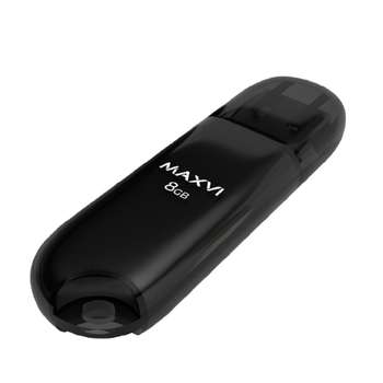 Flash-носитель Maxvi USB Drive 8GB P1 black, монолит с колпачком, ABS пластик, USB 2.0 FD8GBUSB20C10P1