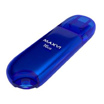 Flash-носитель Maxvi USB Drive 16GB P1 blue, монолит с колпачком, ABS пластик, USB 2.0