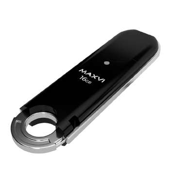 Flash-носитель Maxvi USB Drive 16GB P2 black, монолит с колпачком, ABS пластик, USB 2.0
