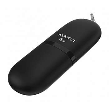 USB-носитель Maxvi USB Drive 8GB SF black, монолит с колпачком, soft touch, USB 2.0