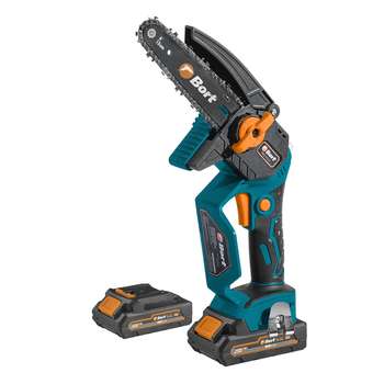 Пила BORT BKS-216-LI Цепная аккумуляторная,  {36В Li-Ion, Makita 18V LXT,  шина 155мм, Бесщеточный, Шаг цепи, дюйм 1/4, движения цепи, м/сек 10, вес 2 кг, 2 АКБ + ЗУ} [93418279]