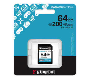 Карта памяти Kingston SDXC Canvas Go Plus G4 64G, G4 200R V30