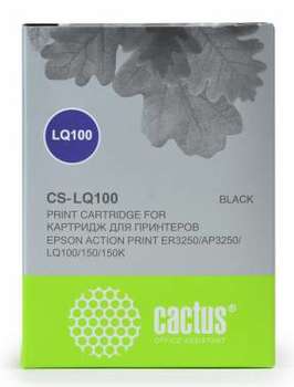 Матричный картридж CACTUS Картридж матричный CS-LQ100 8x1.6 черный для Epson LQ-100/AP-3250