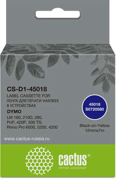 Матричный картридж CACTUS Картридж ленточный CS-D1-45018 45018 для Dymo LM 160, 210D, 280, PnP, 420P, 500 TS; Rhino Pro 6000, 5200, 4200