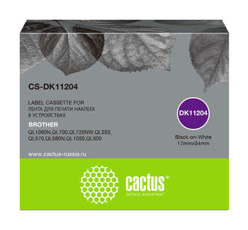 Матричный картридж CACTUS Картридж ленточный CS-DK11204 DK-11204 черный на белом для Brother P-touch QL-500, QL-550, QL-700, QL-800
