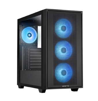Корпус Chieftec HUNTER 3 GS-03B-OP без БП, боковая панель из закаленного стекла, 3xARGB LED 120мм вентилятора спереди, 1xARGB LED 120мм вентилятор сзади, черный, E-ATX