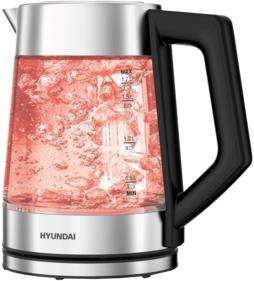 Чайник/Термопот HYUNDAI Чайник электрический HYK-G4402 1.7л. 2200Вт черный/серебристый корпус: стекло