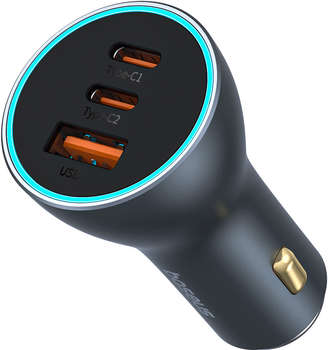 Автоаккумулятор, зарядное устройство Baseus Автомобильное зарядное Golden Contactor Pro GaN Fast Charging U+2C 65W Lunar Gray