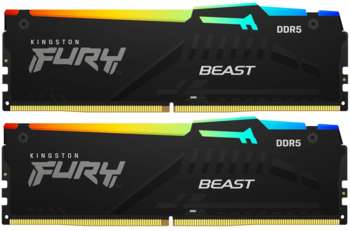 Оперативная память Kingston Память DDR5 2x8GB 6000MHz KF560C30BBEAK2-16 Fury Beast Black Expo RGB RTL Gaming PC5-48000 CL30 DIMM 288-pin 1.4В kit single rank с радиатором Ret