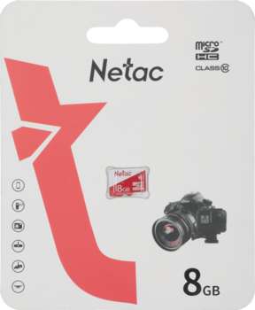 Карта памяти Netac Флеш карта microSDHC 8GB NT02P500ECO-008G-S P500 Eco w/o adapter