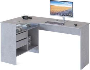Компьютерный стол СОКОЛ Стол для компьютера СПм-25 Л столешница ЛДСП бетон 145x74x81см