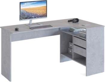 Компьютерный стол СОКОЛ Стол для компьютера СПм-25 П столешница ЛДСП бетон 145x74x81см