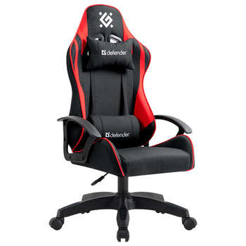 Игровое кресло DEFENDER Кресло компьютерное "Kraken", 2 подушки, ткань, черное/красное, 64677