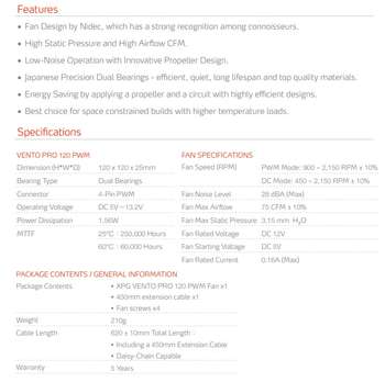 Система охлаждения XPG Вентилятор VENTO Pro 120 PWM  black RET